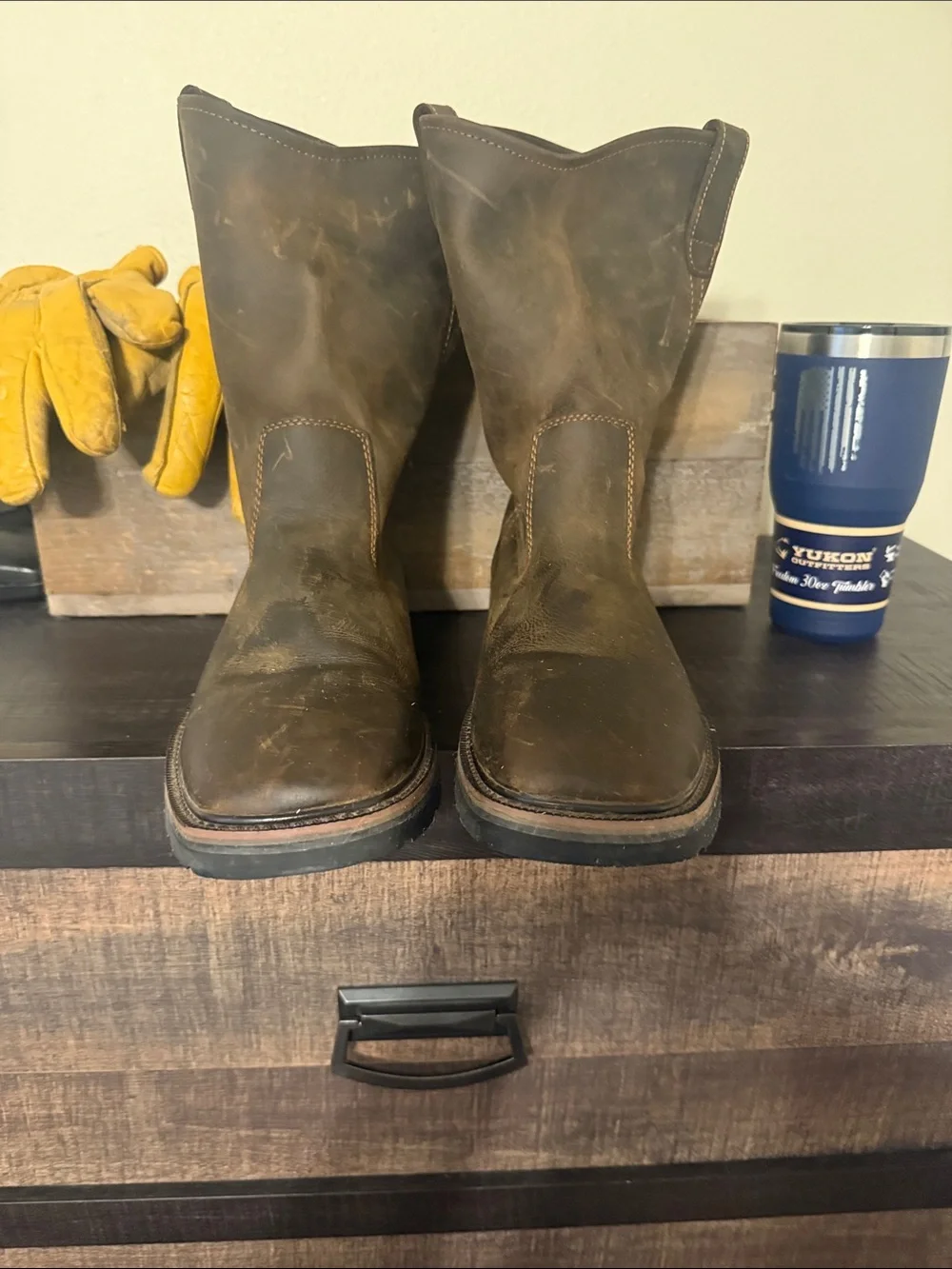 Wolverine Brown Leather Pull-On Work Boots